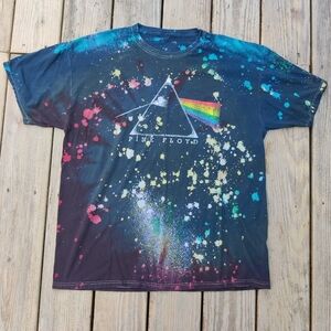 Pink Floyd Band T-Shirt M Dark Side of the Moon Tie Dye Splatter AOP Psychedelic